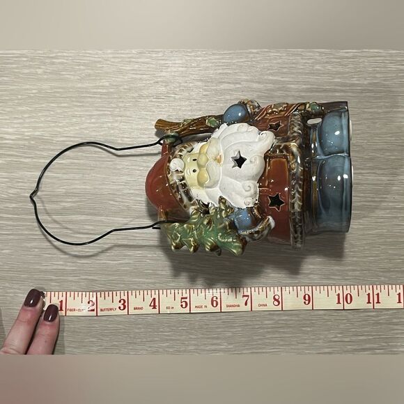 Ceramic Santa Tea Light Candle Lantern With Hanger Excellent Condition - Picture 8 of 10